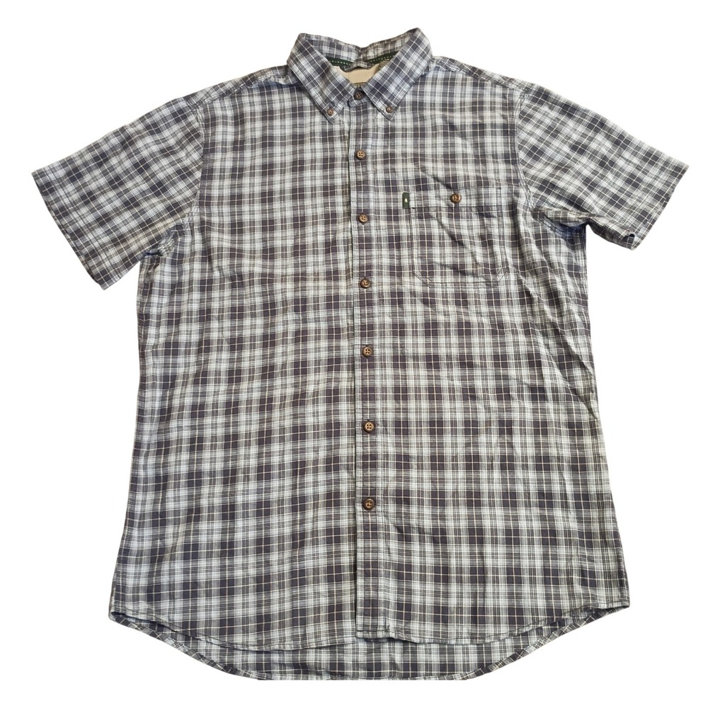 GH Bass Plaid Button Down Shirt Mens Large Blue Short Sleeve Outdoor Gorpcore